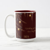 Elegant Monogram Familie Kerst Mok met bericht (Links)