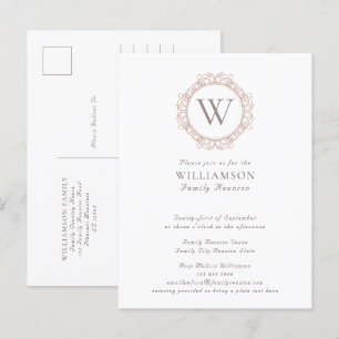 Elegant Monogram Familie Reünie Briefkaart