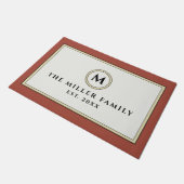 Elegant Monogram Familienaam Doormat | Terracotta Deurmat (Schuin)