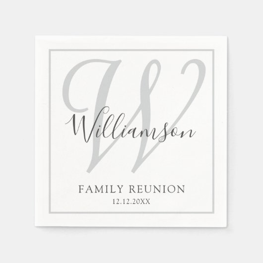Elegant Monogram Familiereünie Partij Servet (Voorkant)