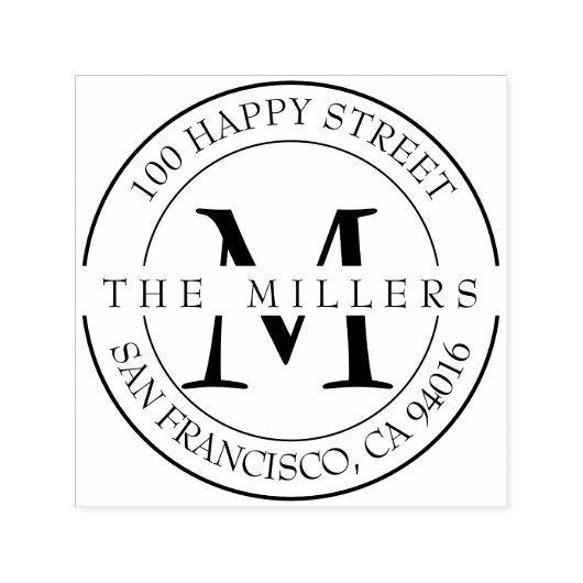 Elegant Monogram Family Return Adres Zelfinktende Stempel (Design)