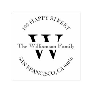 Elegant Monogram Family Return Adres Zelfinktende Stempel