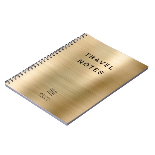 Elegant Monogram Faux Gold Reizen Notitieboek (Linkerzijde)