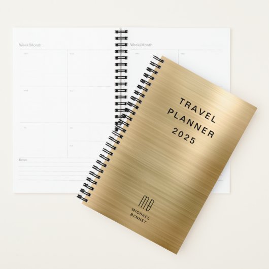 Elegant Monogram Faux Gold Reizen Planner (Display)