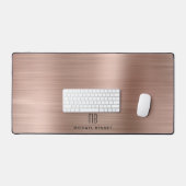 Elegant Monogram Faux Roos Goud Geborsteld Metalli Bureaumat (Keyboard & Muis)