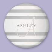 Elegant monogram Faux Silver Gradient Gray Stripes Magneet