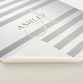 Elegant monogram Faux Silver Gradient Gray Stripes Sherpa Deken (3/4)