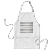 Elegant monogram Faux Silver Gradient Gray Stripes Standaard Schort (Voorkant)