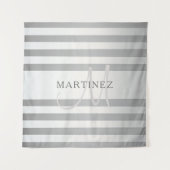 Elegant monogram Faux Silver Gradient Gray Stripes Wandkleed (Voorkant)