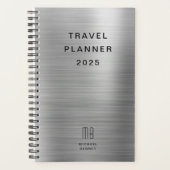 Elegant Monogram Faux Silver Grey Reizen Planner (Voorkant)
