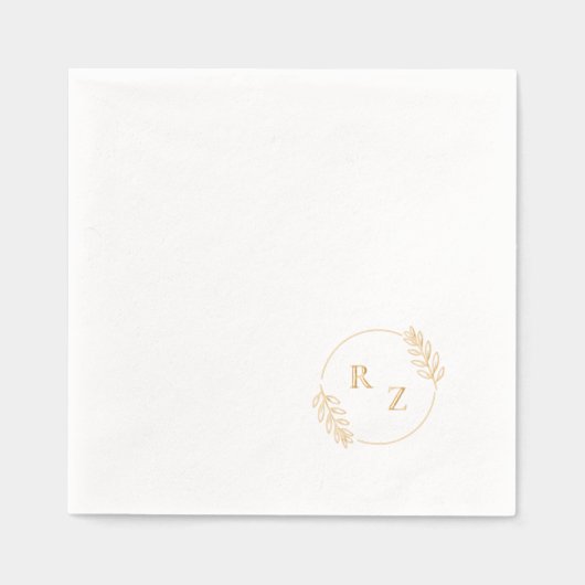 Elegant monogram floraal lijst Bruiloften en evene Folie Servetten (Voorkant)