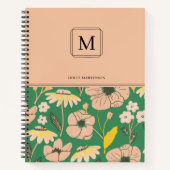 Elegant Monogram Floral Pattern Persoonlijke naam Notitieboek (Voorkant)
