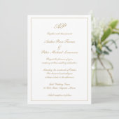 Elegant monogram formeel goud in één bruiloft kaart (Staand voorkant)
