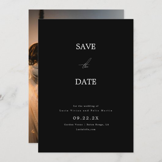 Elegant Monogram Foto minimalist bewaart datum Kaart (Voorkant / Achterkant)