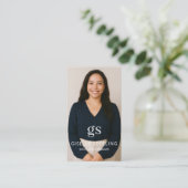 Elegant monogram foto sociale media QR-code Visitekaartje (Staand voorkant)