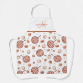 Elegant Monogram, Fun Pastries en Koffiepatroon Schort (Voorkant)