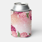 Elegant Monogram Glitter Floral roze Blikjeskoeler (Blikje Achterkant)