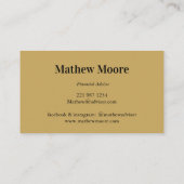 Élégant Monogram Gold Black Forme Carte de visite (Dos)