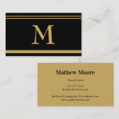 Élégant Monogram Gold Black Forme Carte de visite (Devant / Derrière)