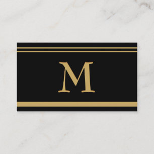 Élégant Monogram Gold Black Forme Carte de visite