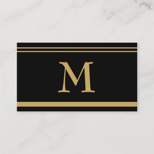 Élégant Monogram Gold Black Forme Carte de visite (Devant)