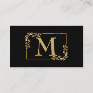 Elegant Monogram Gold en zwart Visitekaartje