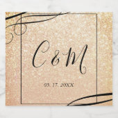 Elegant monogram Gold Glitter Wine Label Sparkling Wijnetiket (Enkel label)