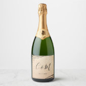 Elegant monogram Gold Glitter Wine Label Sparkling Wijnetiket (Voorkant)