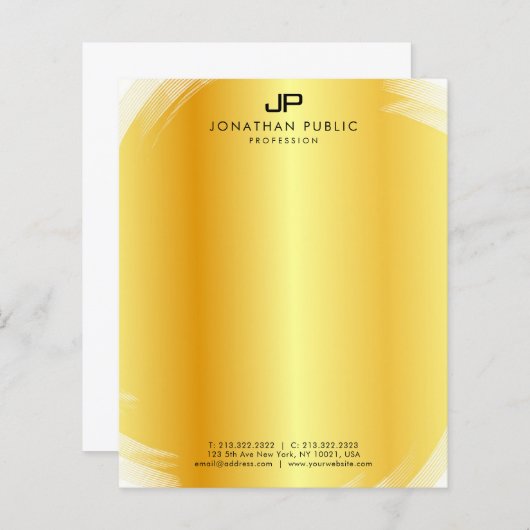 Élégant Monogram Gold Modèle moderne professionnel (Devant / Derrière)