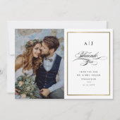 Elegant Monogram Gold Photo Wedding Bedankkaart (Voorkant)