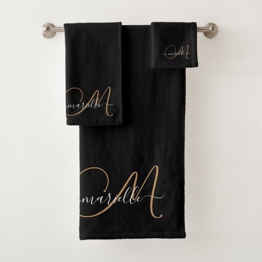 Elegant Monogram Gold Script Naam Bad Handdoek (Insitu)