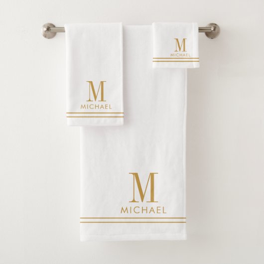 Elegant Monogram Gold Script Name White (En situation)