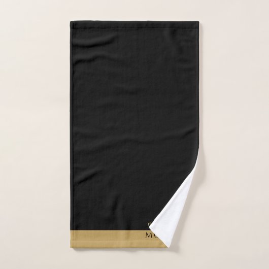 Élégant Monogram Gold Script Serif Noir (Serviette à main)