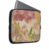 Elegant Monogram Gold Shimmer Floral Design Laptop Sleeve (Voorkant Rechts)