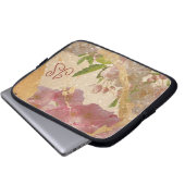 Elegant Monogram Gold Shimmer Floral Design Laptop Sleeve (Voorkant onderkant)