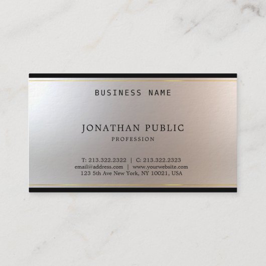 Elegant Monogram Gold Silver Sjabloon Luxe dik Visitekaartje (Achterkant)