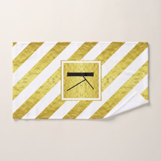 Élégant Monogram Gold Stripes (Serviette à main)
