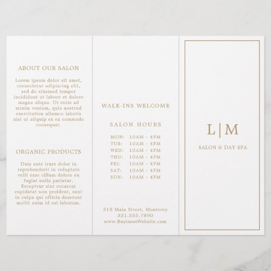 Elegant Monogram Gold Trifold Brochure (Voorkant)