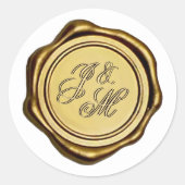 Elegant Monogram Gold Wax Seal Ronde Sticker (Voorkant)