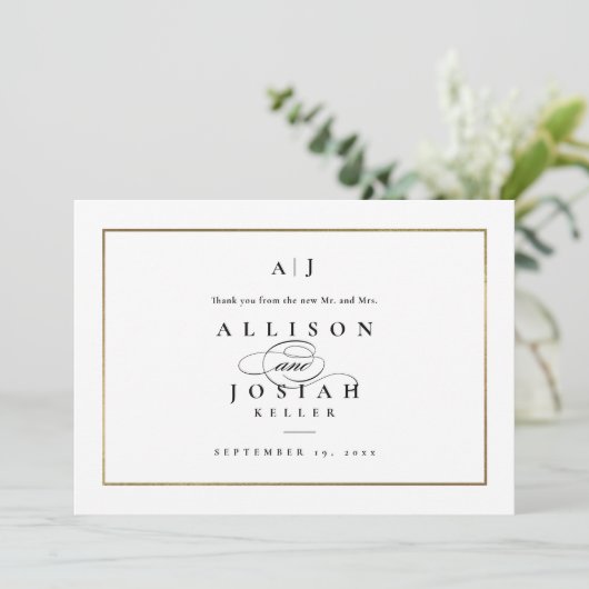 Elegant Monogram Gold Wedding (Staand voorkant)