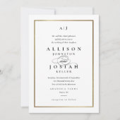 Elegant Monogram Gold Wedding Kaart (Voorkant)