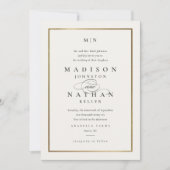 Elegant Monogram Gold Wedding Uitnodiging (Voorkant)