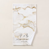 Elegant Monogram Goud Effect Marmeren Bruiloft Handdoek (Handdoek)