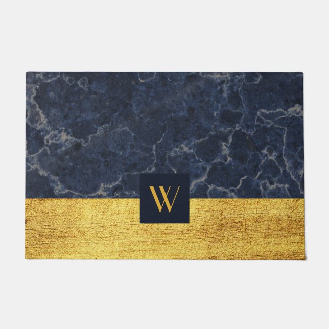 Elegant monogram goud marmer deurmat (Voorkant)
