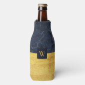 Elegant monogram goud marmer flesjeskoeler (Fles Voorkant)