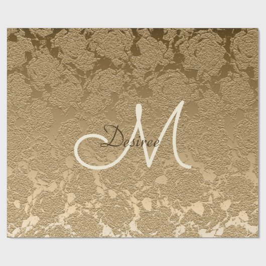 Elegant Monogram Goud Modern Meisje Bloemen Cadeaupapier (Vlak)
