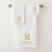 Elegant Monogram Goud Naam Wit Bad Handdoek (Insitu)