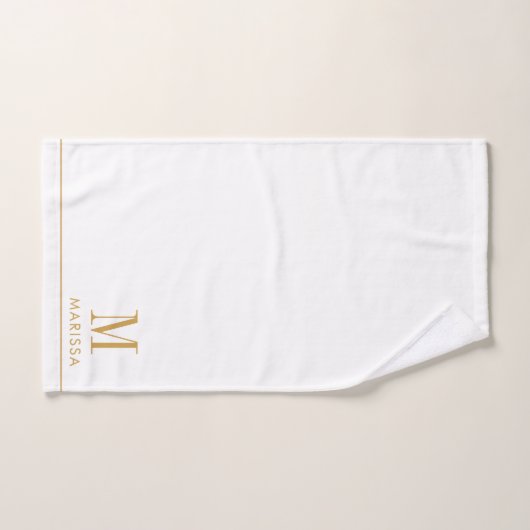 Elegant Monogram Goud Script Naam Wit Bad Handdoek (Handdoek)