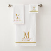 Elegant Monogram Goud Script Naam Wit Bad Handdoek (Insitu)