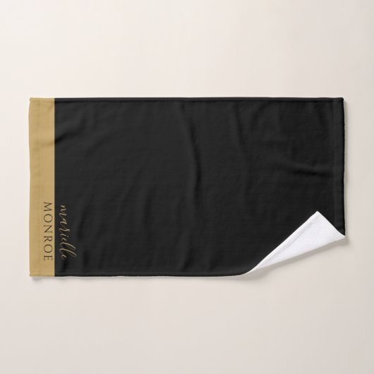 Elegant Monogram Goud Script Serif Zwart Bad Handdoek (Handdoek)